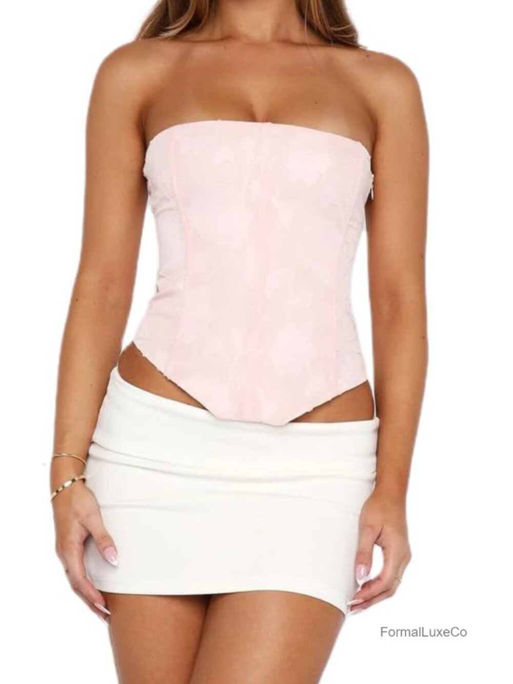 Strapless Lace Up Corset Crop Top Bustier Bandeau Party Top